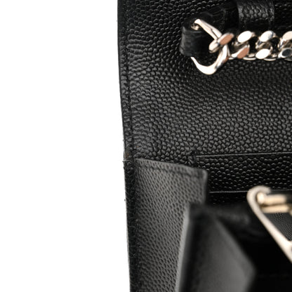 Saint Laurent Grain De Poudre Matelasse Chevron Monogram Chain Wallet Black 12 of 14