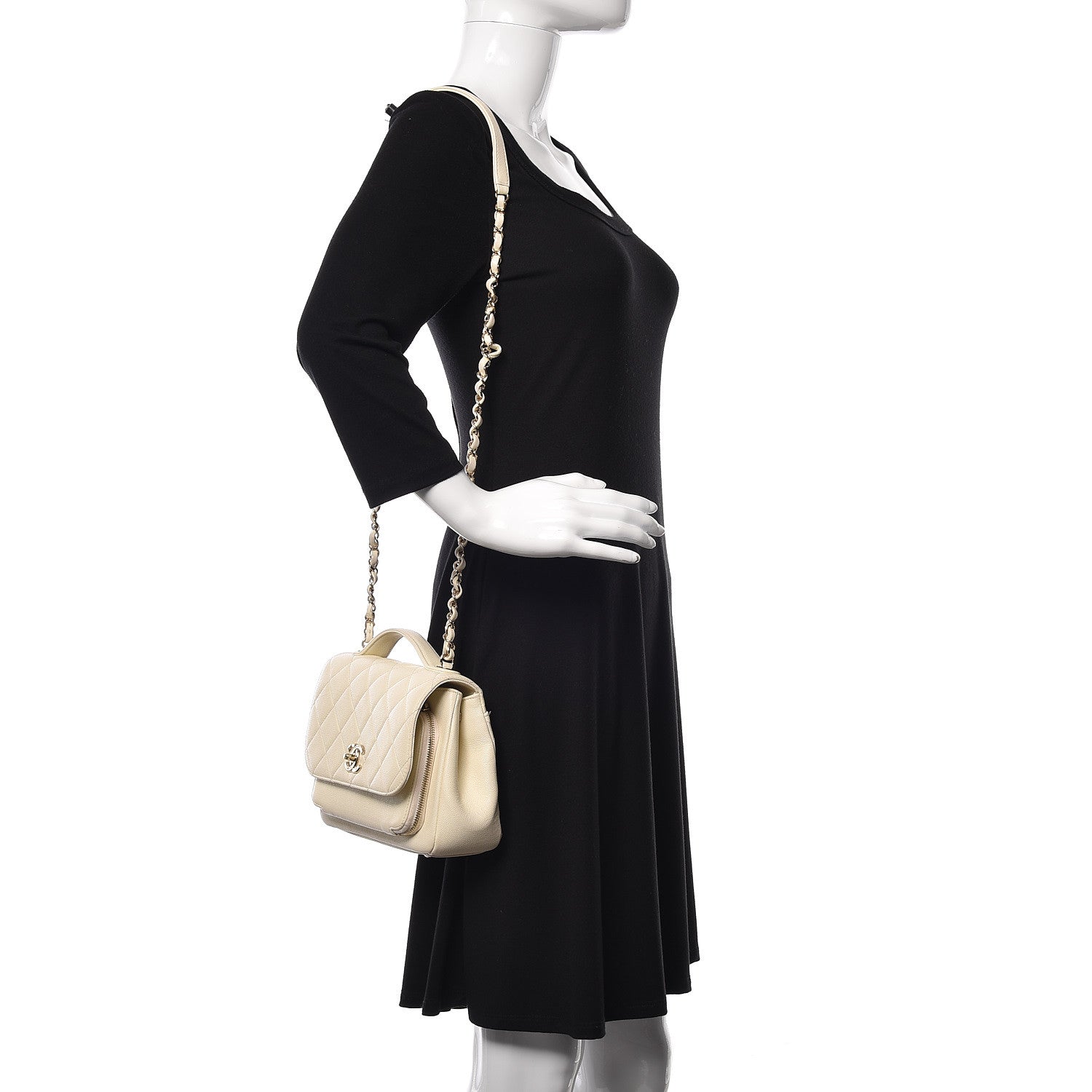 Chanel Caviar Quilted Medium Business Affinity Flap Ivory 2 of 16