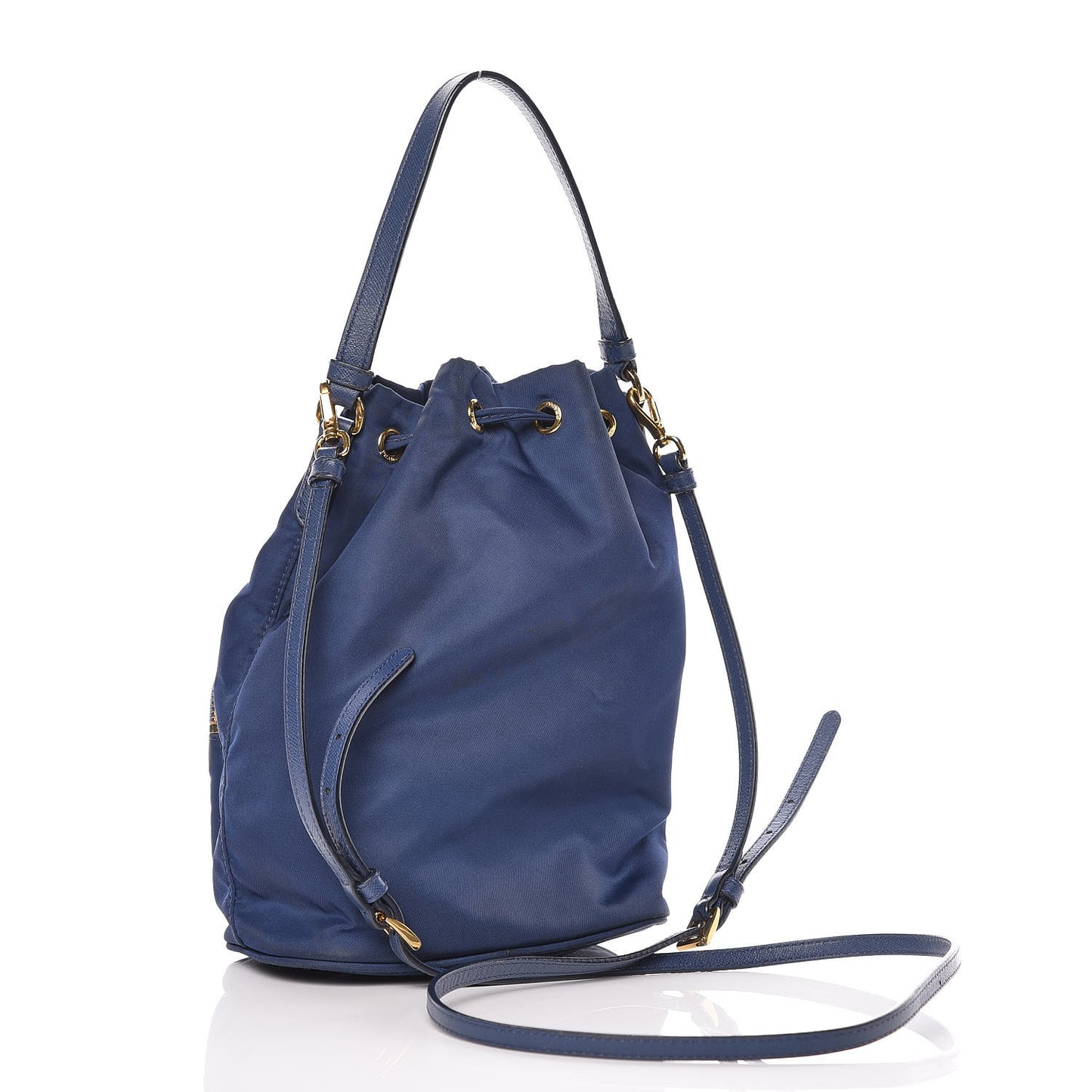 Saffiano Tessuto Nylon Mini Bucket Crossbody Bag Royal