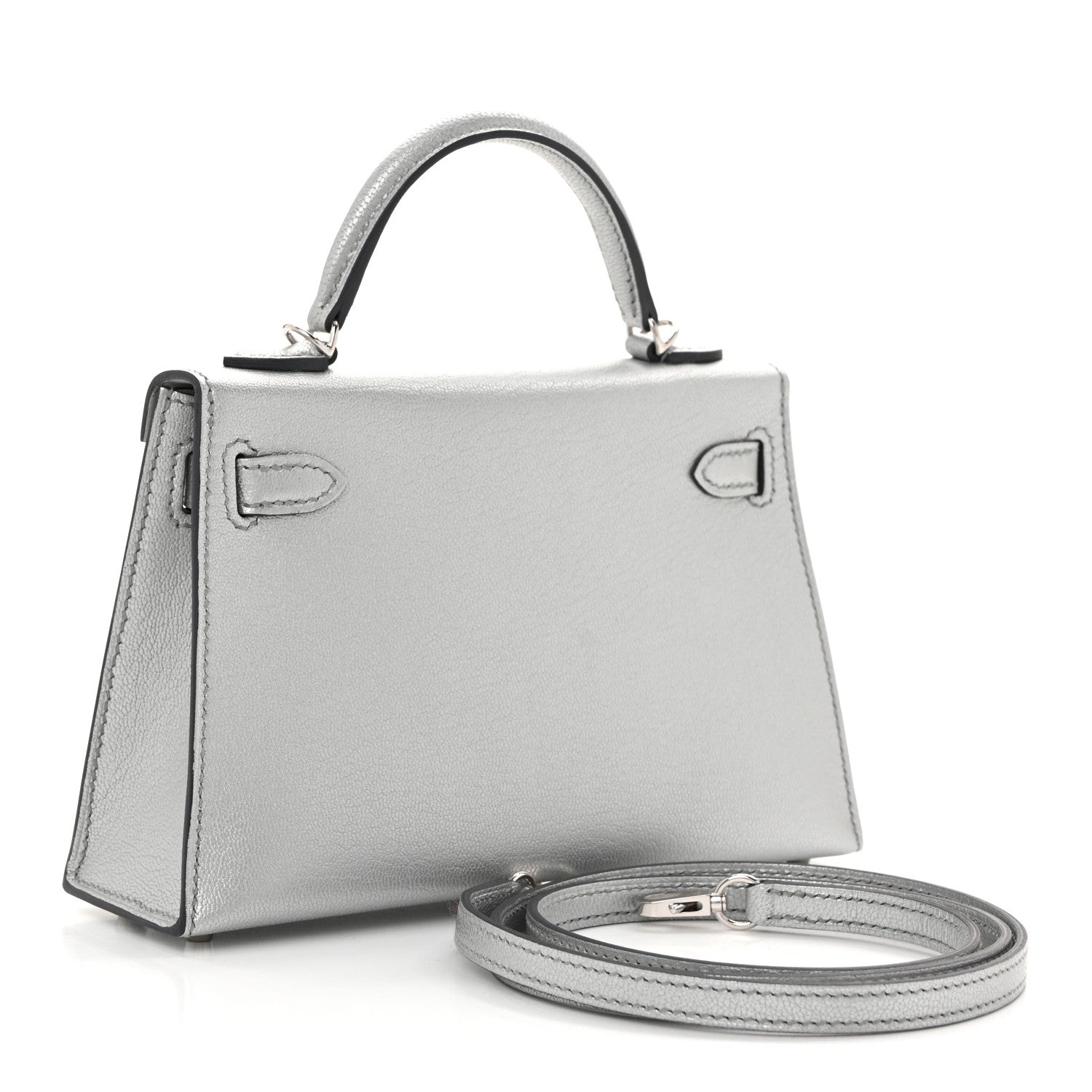 Hermes Metallic Chevre Chamkilight Mini Kelly Sellier 20 Argent 3 of 11