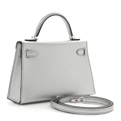 Hermes Metallic Chevre Chamkilight Mini Kelly Sellier 20 Argent 3 of 11
