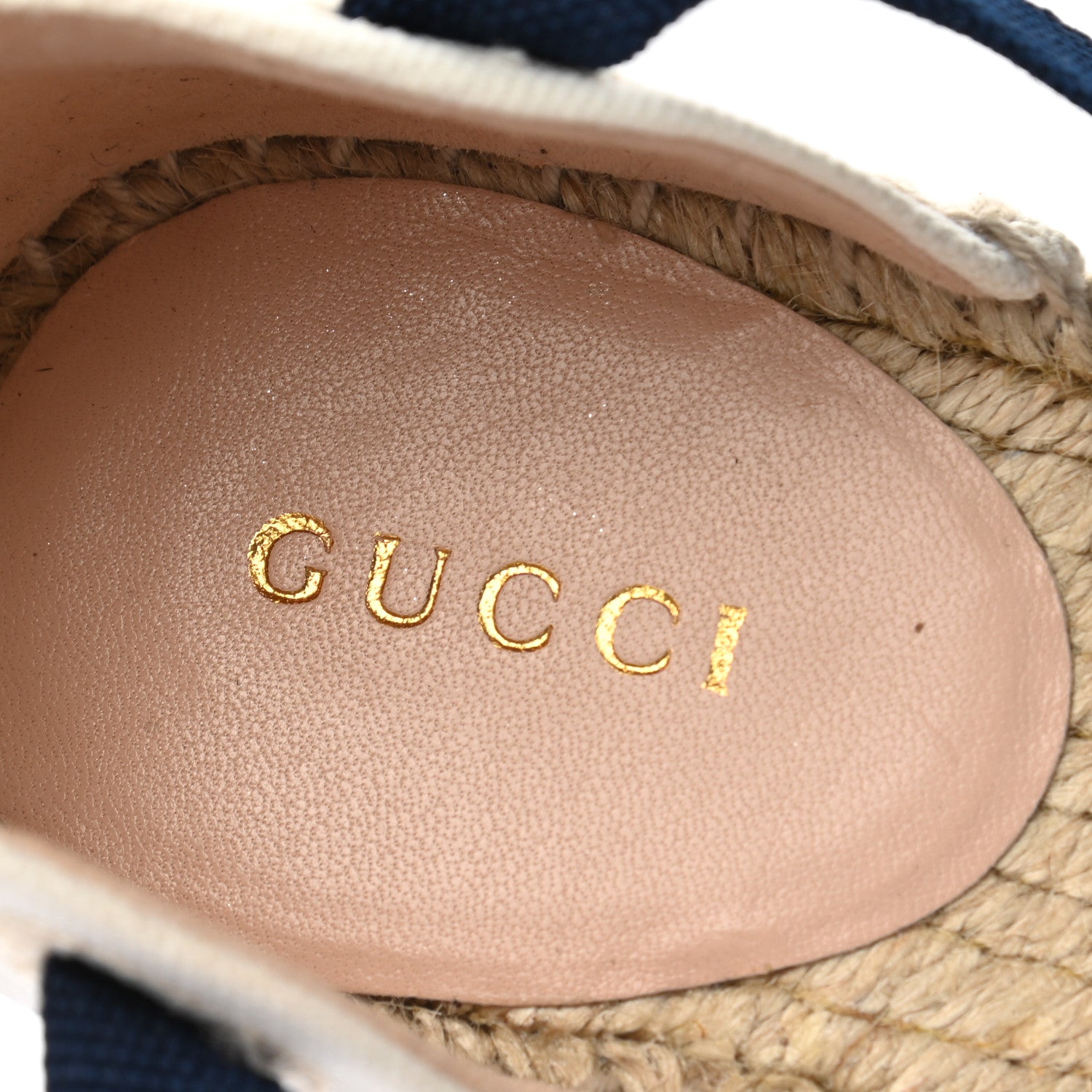 Gucci Canvas Sylvie Web Ankle Wrap Espadrille Wedge Sandals 38.5 Mystic White Hibiscus Red Maritime 8 of 9
