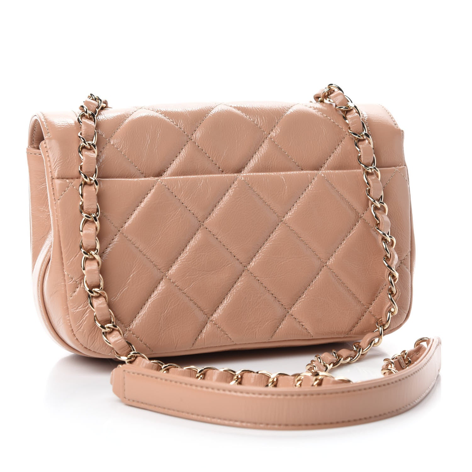 Chanel Shiny Aged Calfskin Quilted Mini Hold The Line Flap Beige 3 of 11