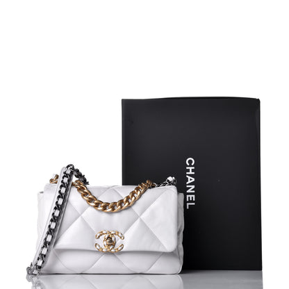 Chanel Goatskin Quilted Medium Chanel 19 Flap White 11 of 11