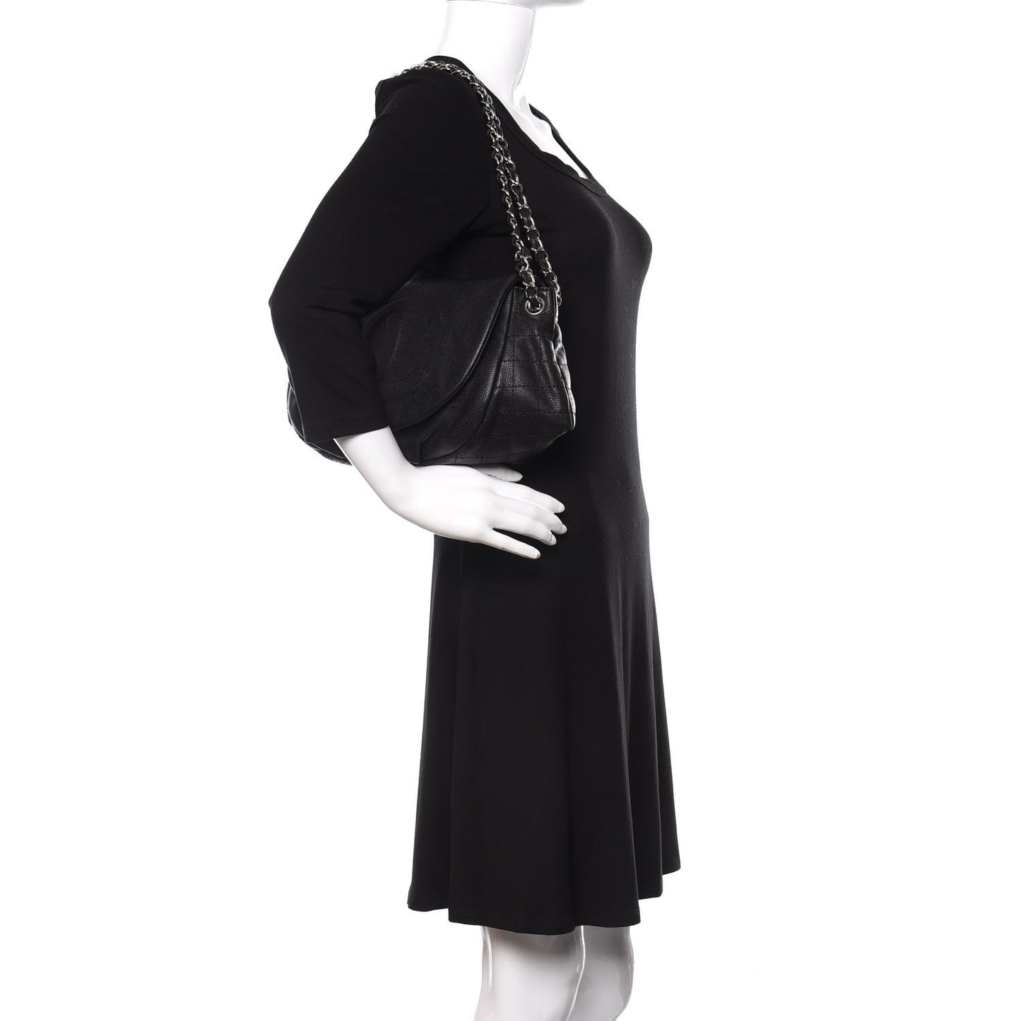 Caviar Half Moon Large Flap Black