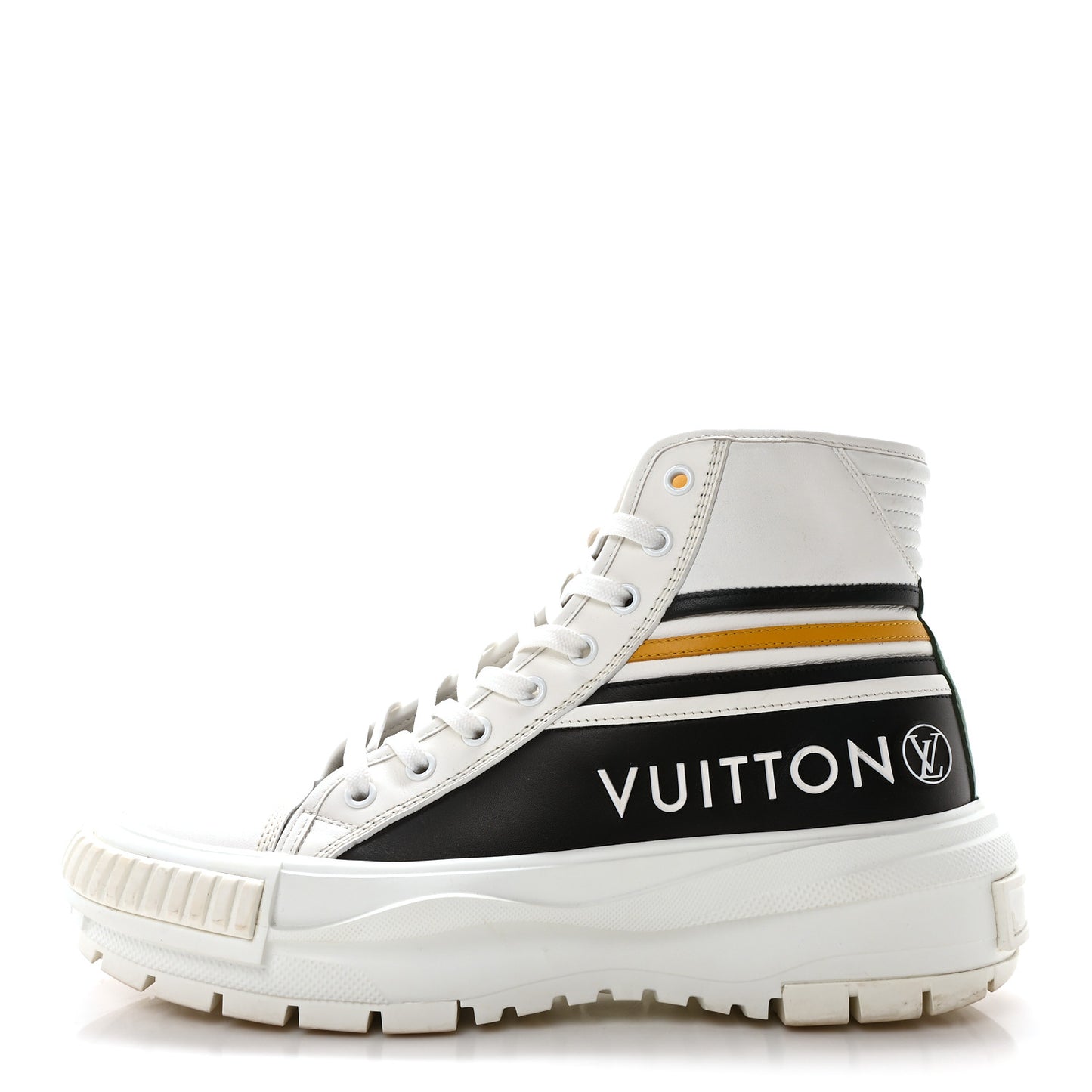Calfskin LV Squad Sneaker Boots 39 Black White Yellow