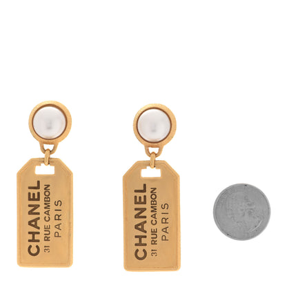 Chanel Pearl CC Tags Drop Earrings Gold 2 of 5