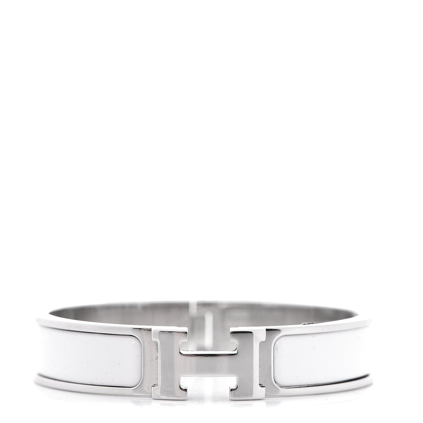 Enamel Narrow Clic Clac H Bracelet PM White