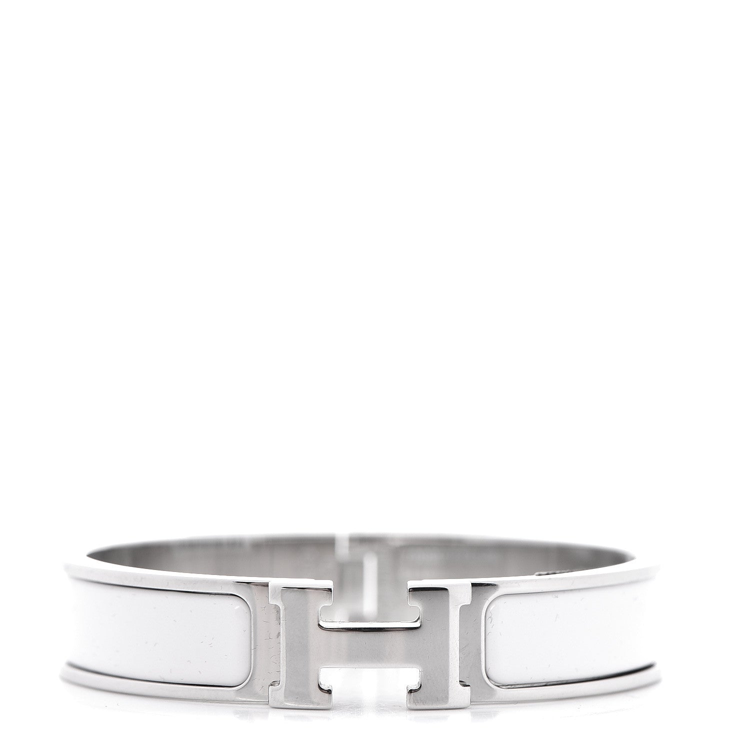 Hermes Enamel Narrow Clic Clac H Bracelet PM White 1 of 5