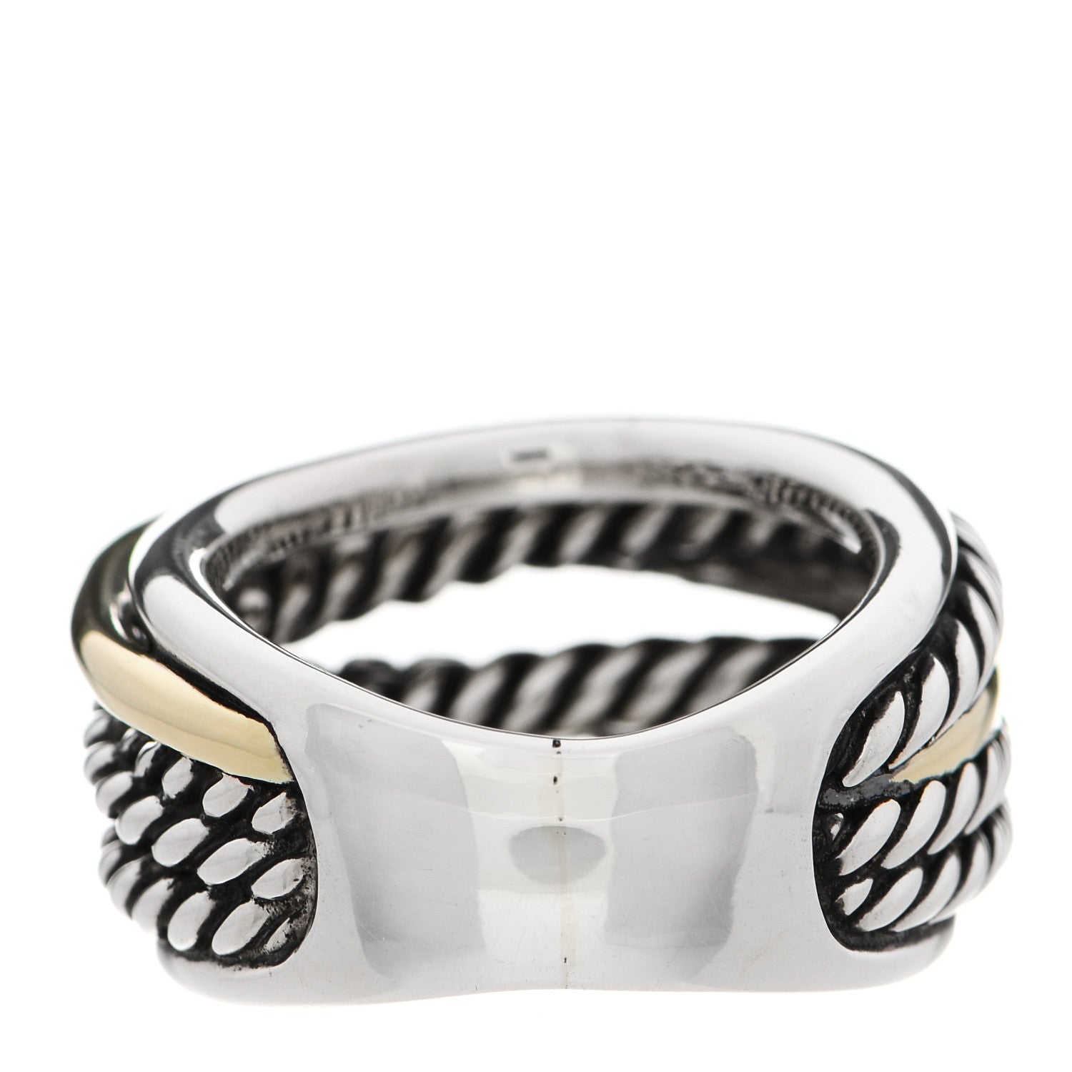 David Yurman Sterling Silver 14K Yellow Gold Narrow Crossover Ring 52 6 2 of 5