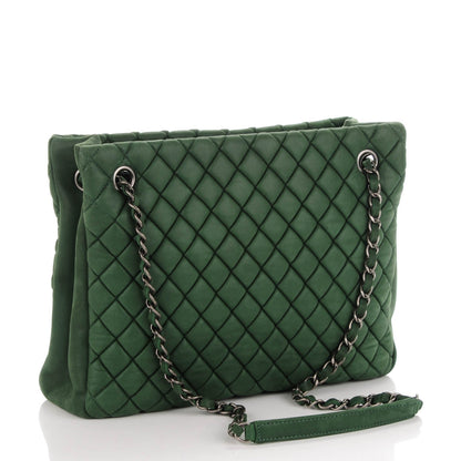 Chanel Iridescent Calfskin New Bubble Quilt Small Tote Green 3 of 7