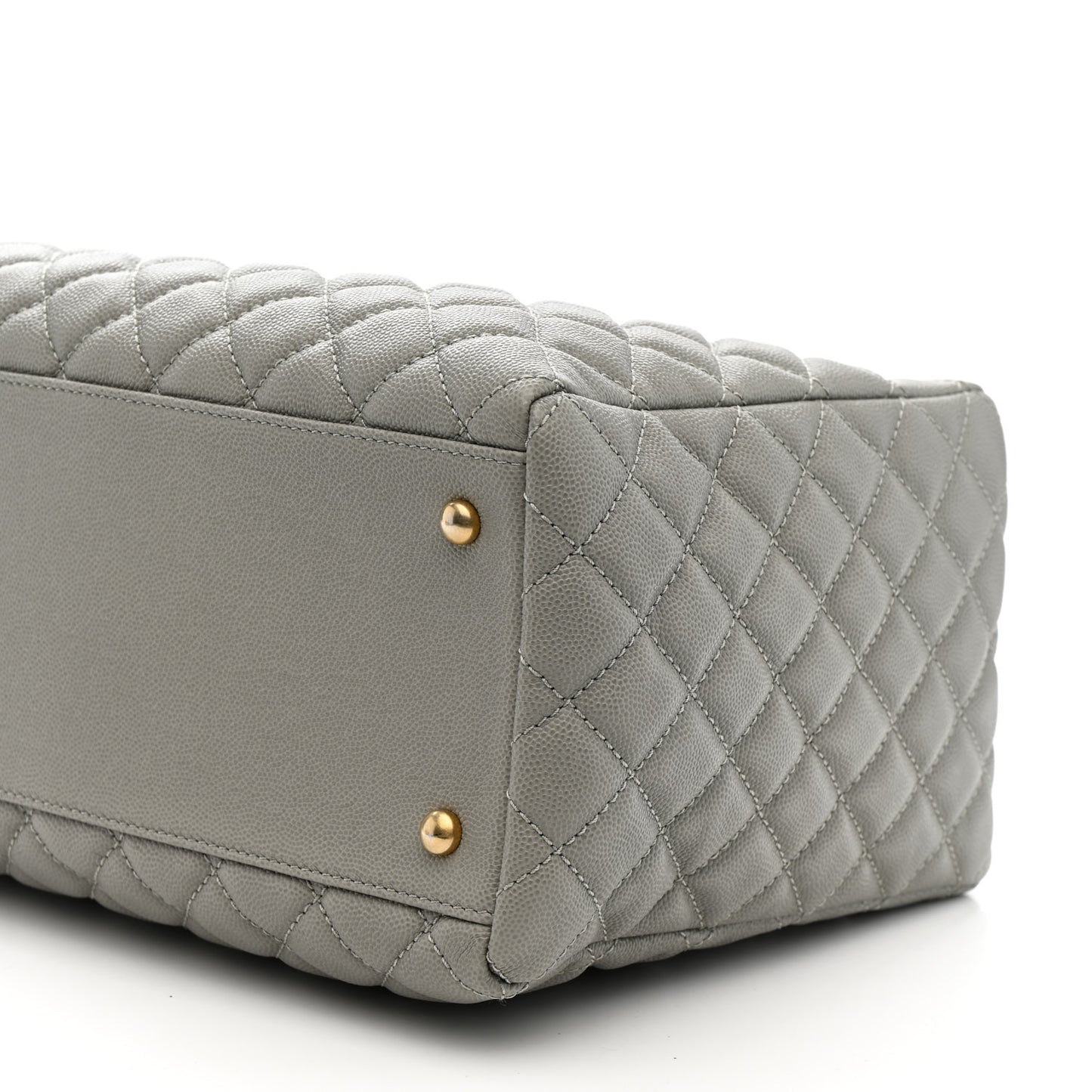 Caviar Quilted Coco Handle Shopping Tote Grey