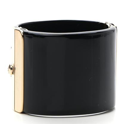 Chanel Resin Crystal Pearl CC Cuff Black 3 of 4