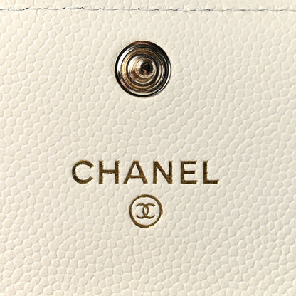 Chanel Caviar Quilted CC Glitter Flap Card Holder White 6 of 9