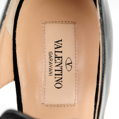 Valentino Garavani Patent Velvet Lace Up 110mm Pumps 39.5 Black 7 of 8