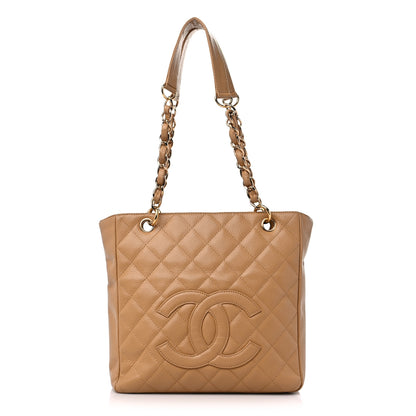 Chanel Caviar Quilted Petit Shopping Tote PST Beige 1 of 11