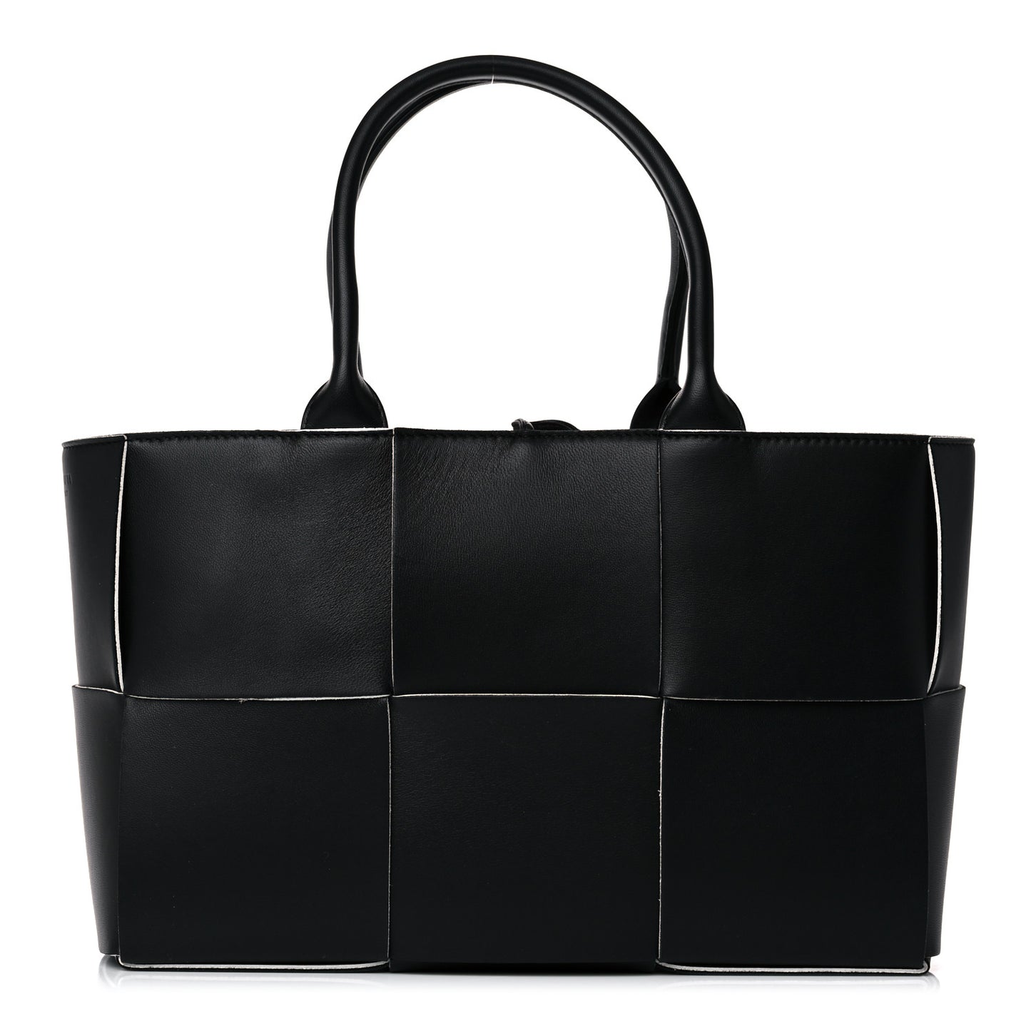 Nappa Maxi Intrecciato Small Arco Tote Black White