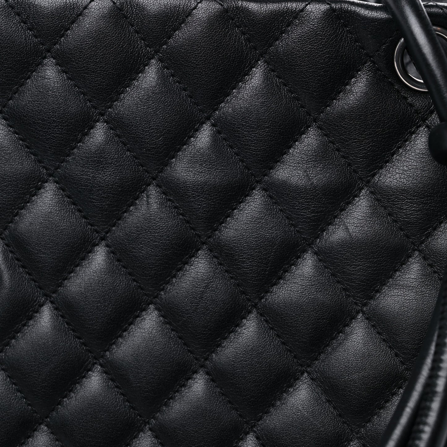 Calfskin Quilted Large Cambon Tote Black