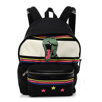 Saint Laurent Nylon Twill Dinosaur Print City Backpack Black Multicolor 1 of 14