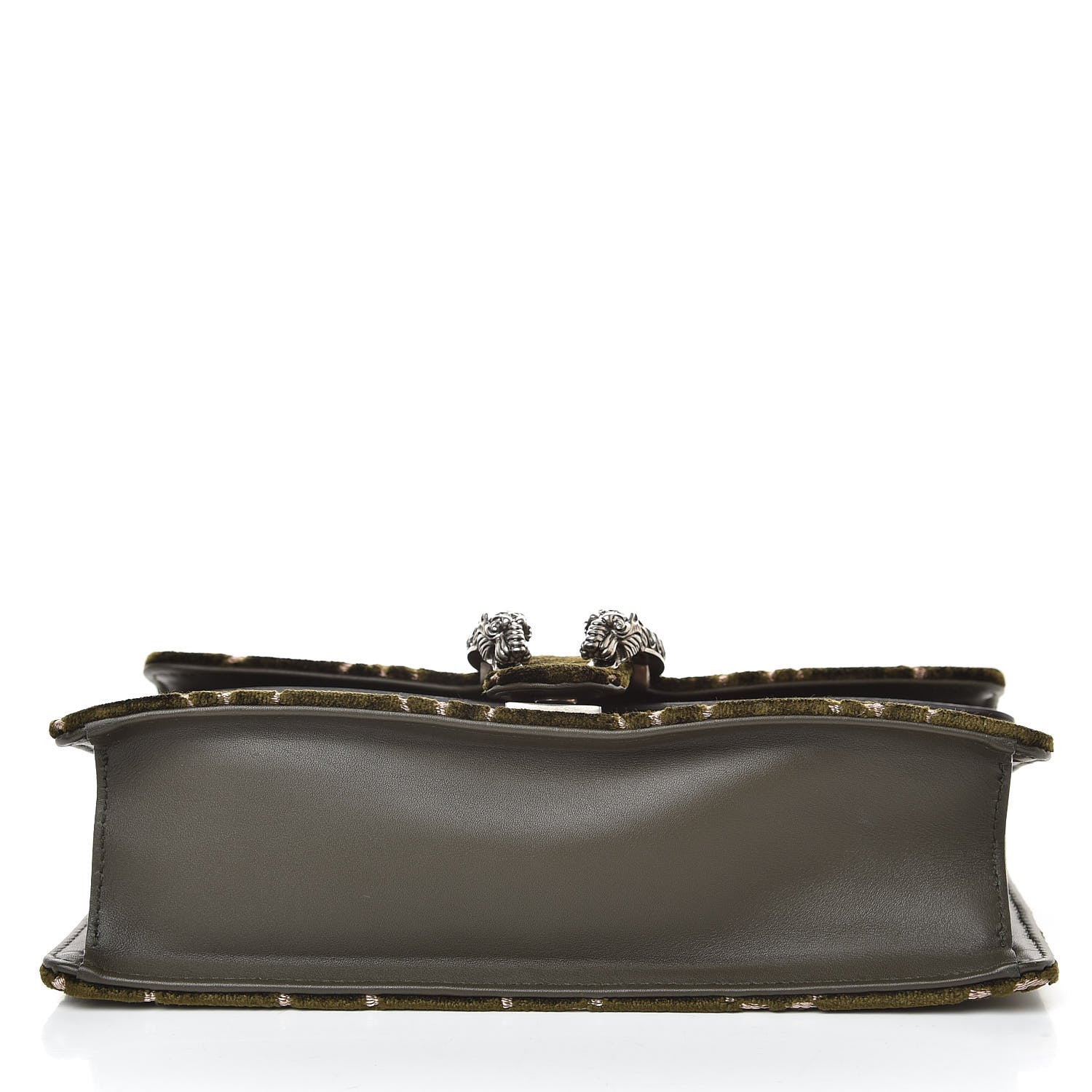 Gucci Velvet Moon Calfskin Crystal GG Monogram Small Dionysus Shoulder Bag Dark Olive Rose Gold 11 of 11