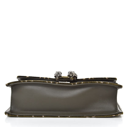 Gucci Velvet Moon Calfskin Crystal GG Monogram Small Dionysus Shoulder Bag Dark Olive Rose Gold 11 of 11