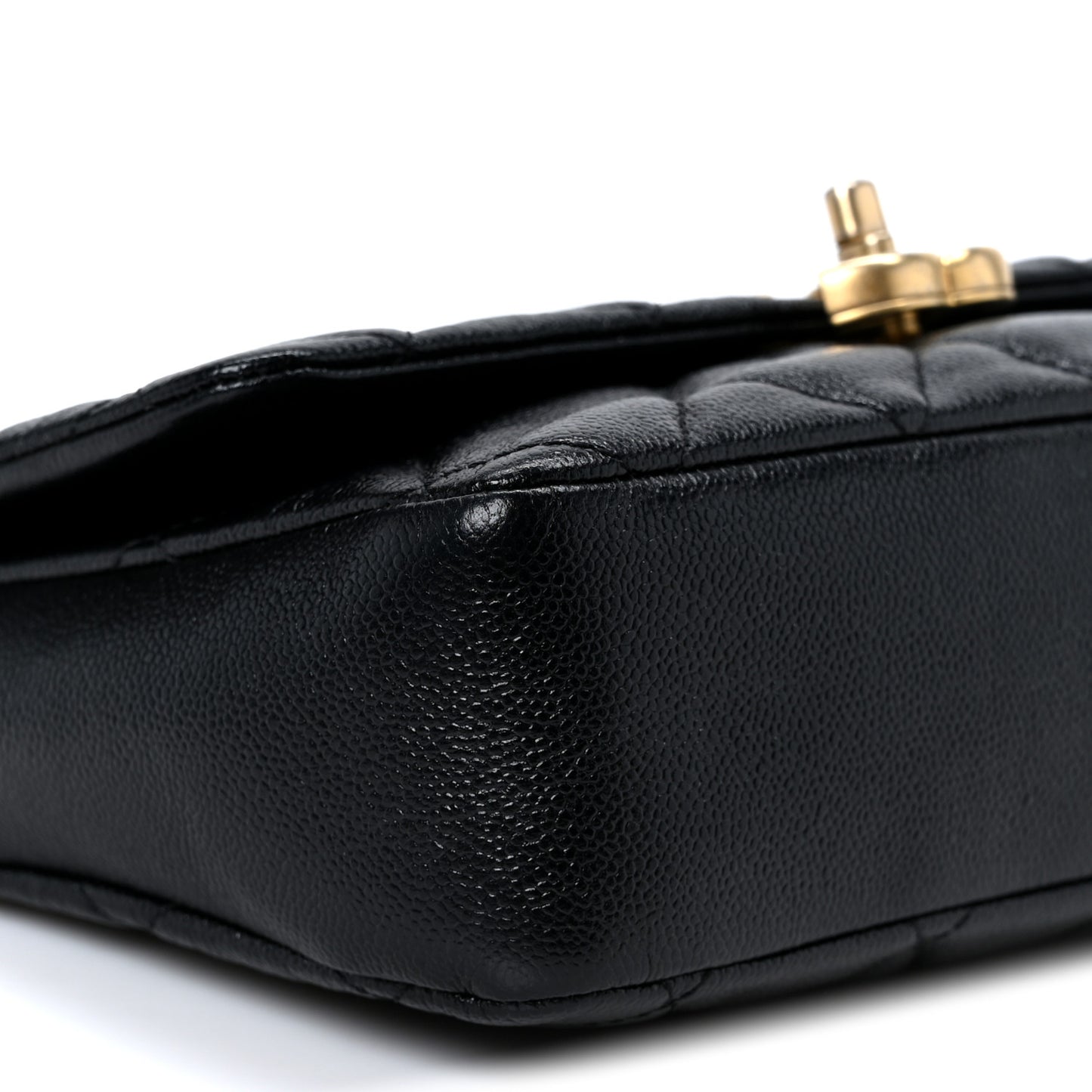 Shiny Caviar Quilted Large Chain Melody Flap Black