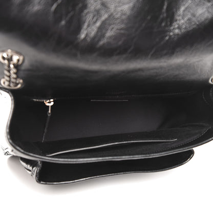Saint Laurent Crinkled Calfskin Matelasse Monogram Medium Niki Chain Satchel Black 5 of 7