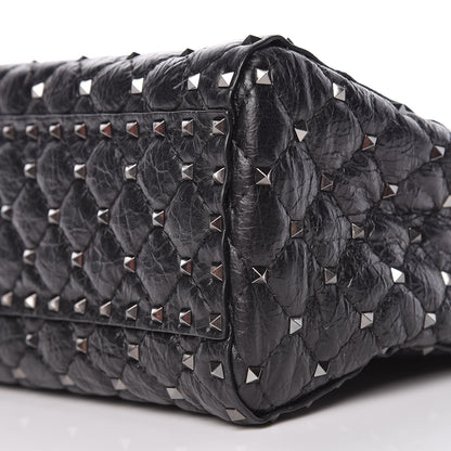 Valentino Garavani Craquele Nappa Rockstud Spike Tote Black 9 of 9