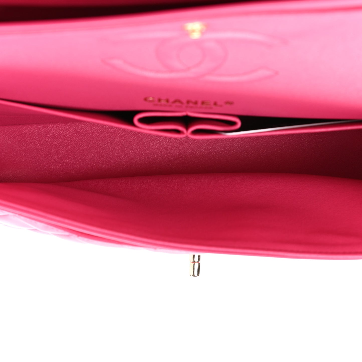 Lambskin Quilted Medium Double Flap Dark Pink