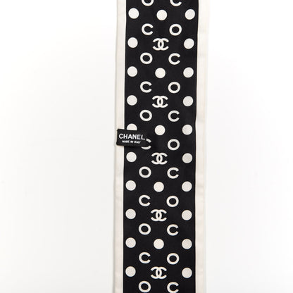 Chanel Silk CC Twilly Hair Tie Black White 3 of 6