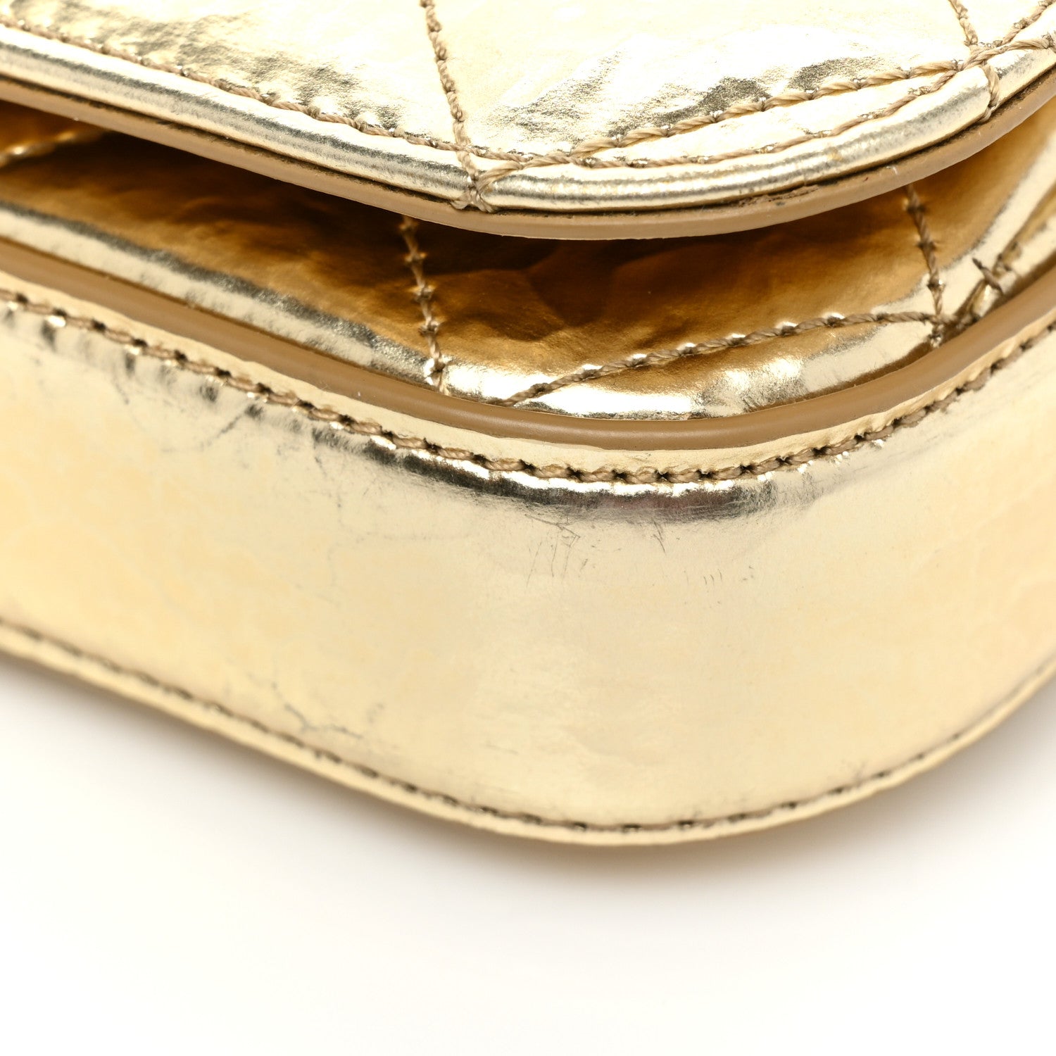 Chanel Hammered Metallic Calfskin Quilted Flap Gold 19 of 25