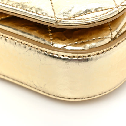 Chanel Hammered Metallic Calfskin Quilted Flap Gold 19 of 25
