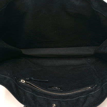 Saint Laurent Raffia Linen Calfskin Rive Gauche Tote Naturale Black 5 of 12