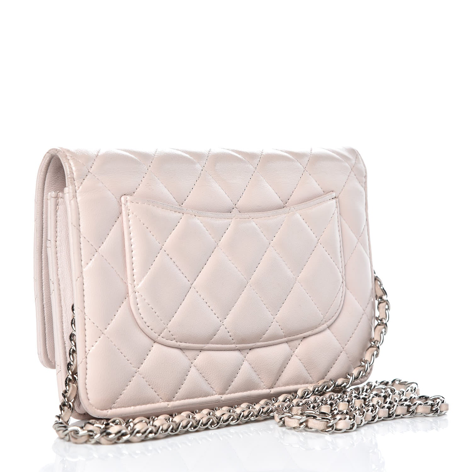Chanel Lambskin Quilted Wallet On Chain WOC Rose Pale 3 of 17