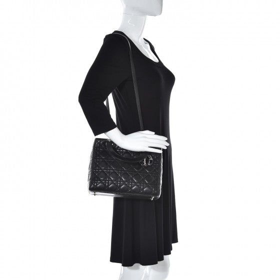 Lambskin Cannage Medium Lady Dior Black