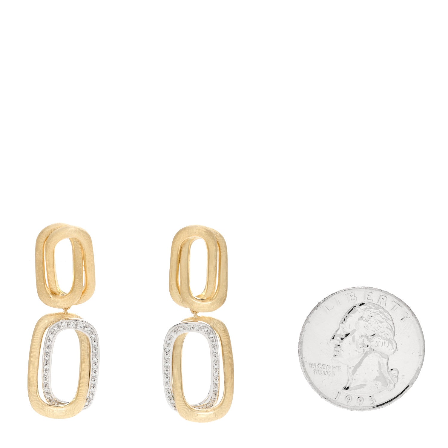 Marco Bicego 18K Yellow White Gold Diamond Murano Double Link Drop Earrings 2 of 4