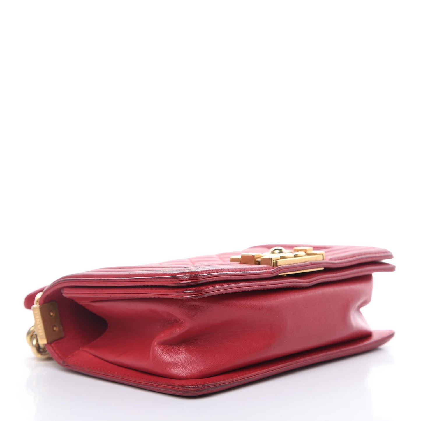 Lambskin Quilted Small Boy Flap Dark Red