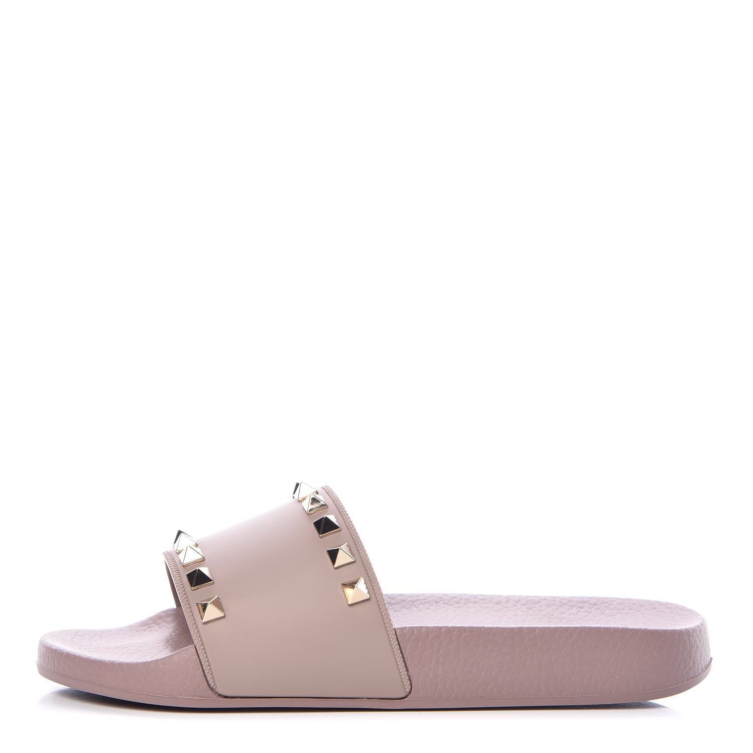 Valentino Garavani Rubber Rockstud Slide Sandals 36 Poudre 1 of 8