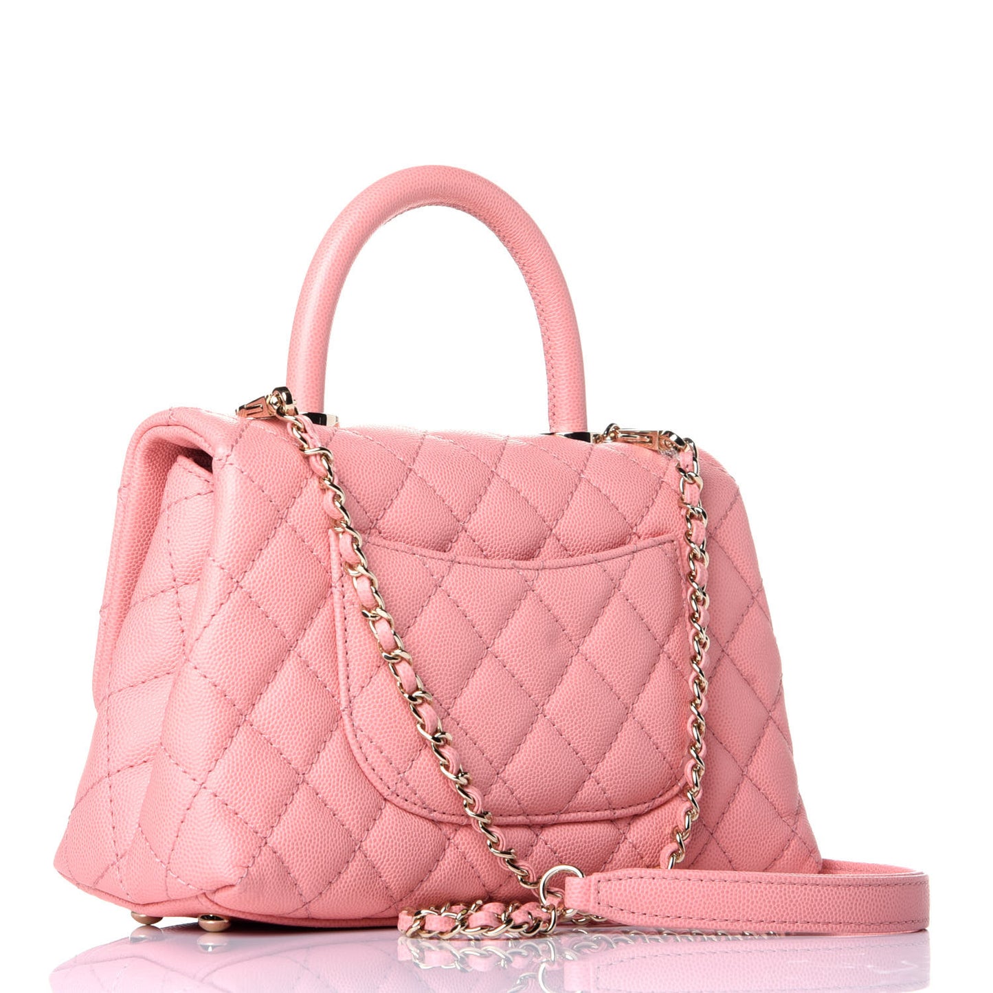 Caviar Quilted Mini Coco Handle Flap Pink