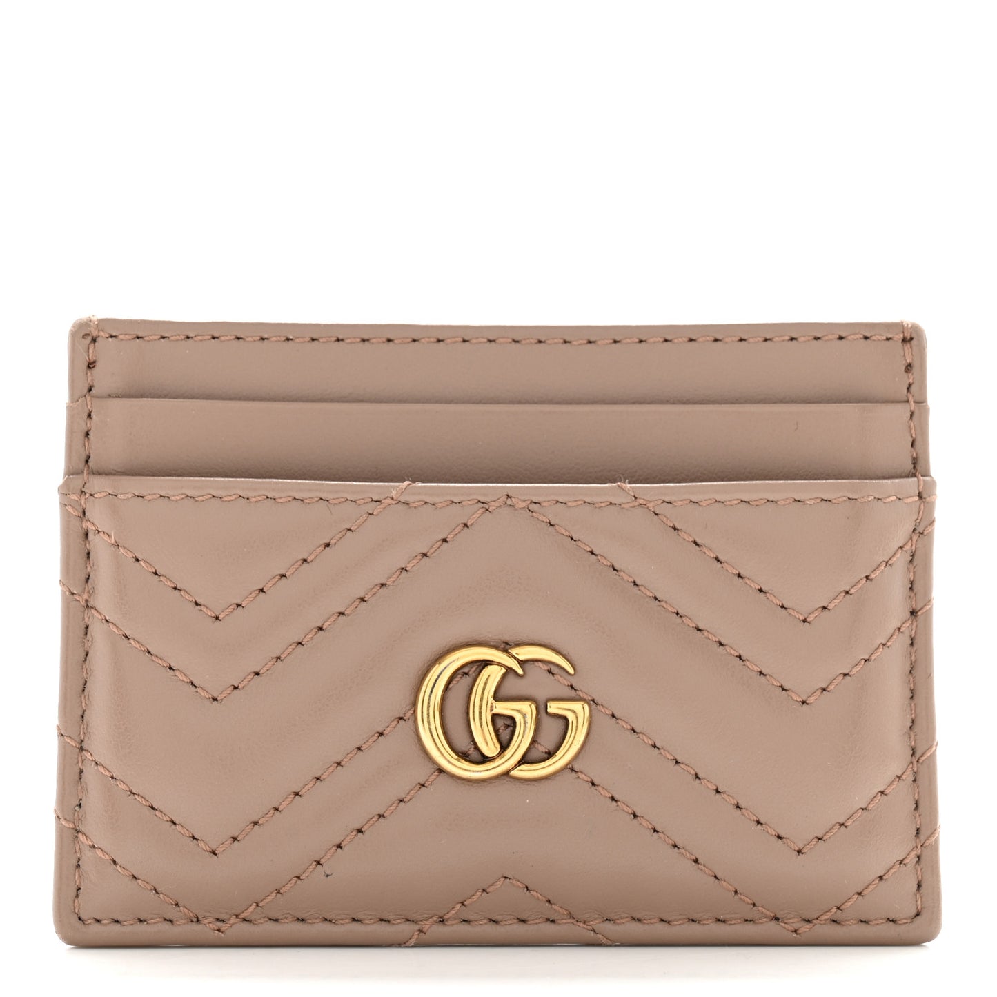 Calfskin Matelasse GG Marmont Card Holder Porcelain Rose