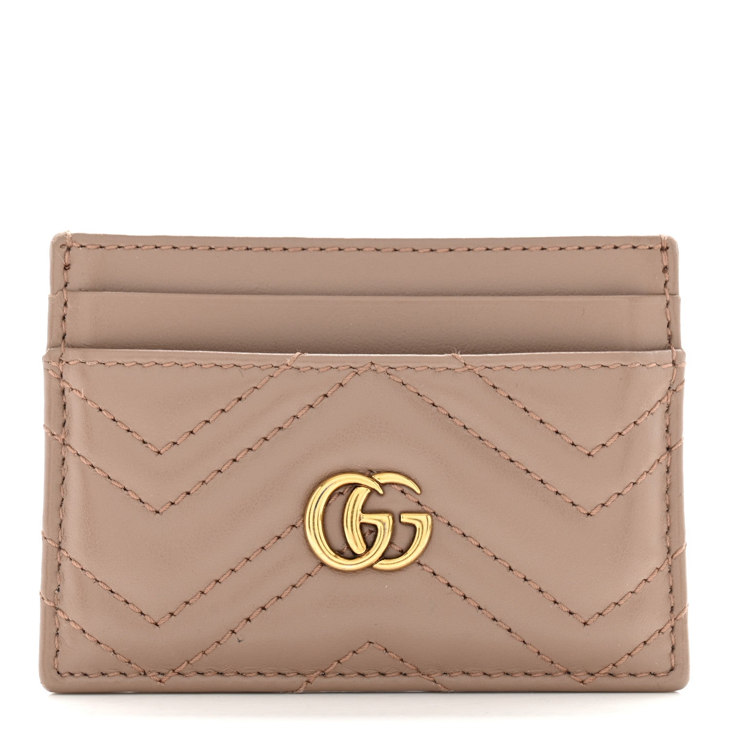 Gucci Calfskin Matelasse GG Marmont Card Holder Porcelain Rose 1 of 10