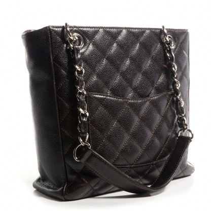 Chanel Caviar Petit Shopping Tote PST Dark Brown 3 of 7