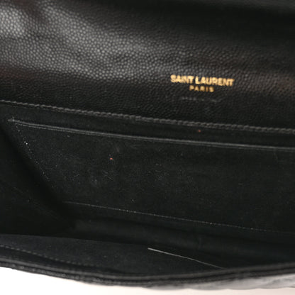 Saint Laurent Grain De Poudre Textured Mixed Matelasse Triquilt Monogram Clutch Black 5 of 8