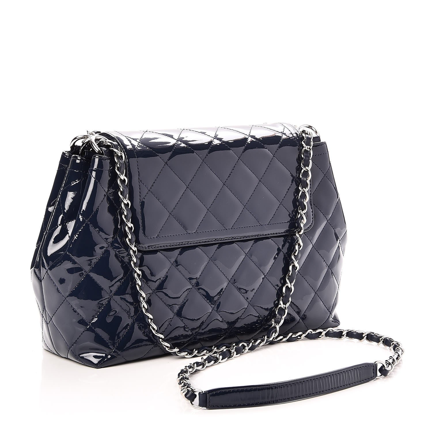 Chanel Patent Quilted Large Coco Shine Accordion Flap Navy 3 of 8