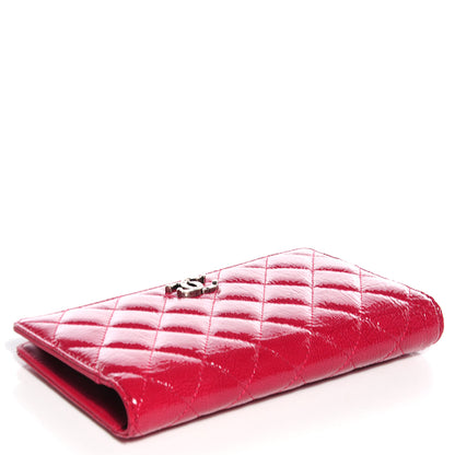 Chanel Distressed Patent Yen Wallet Dark Pink 4 of 16