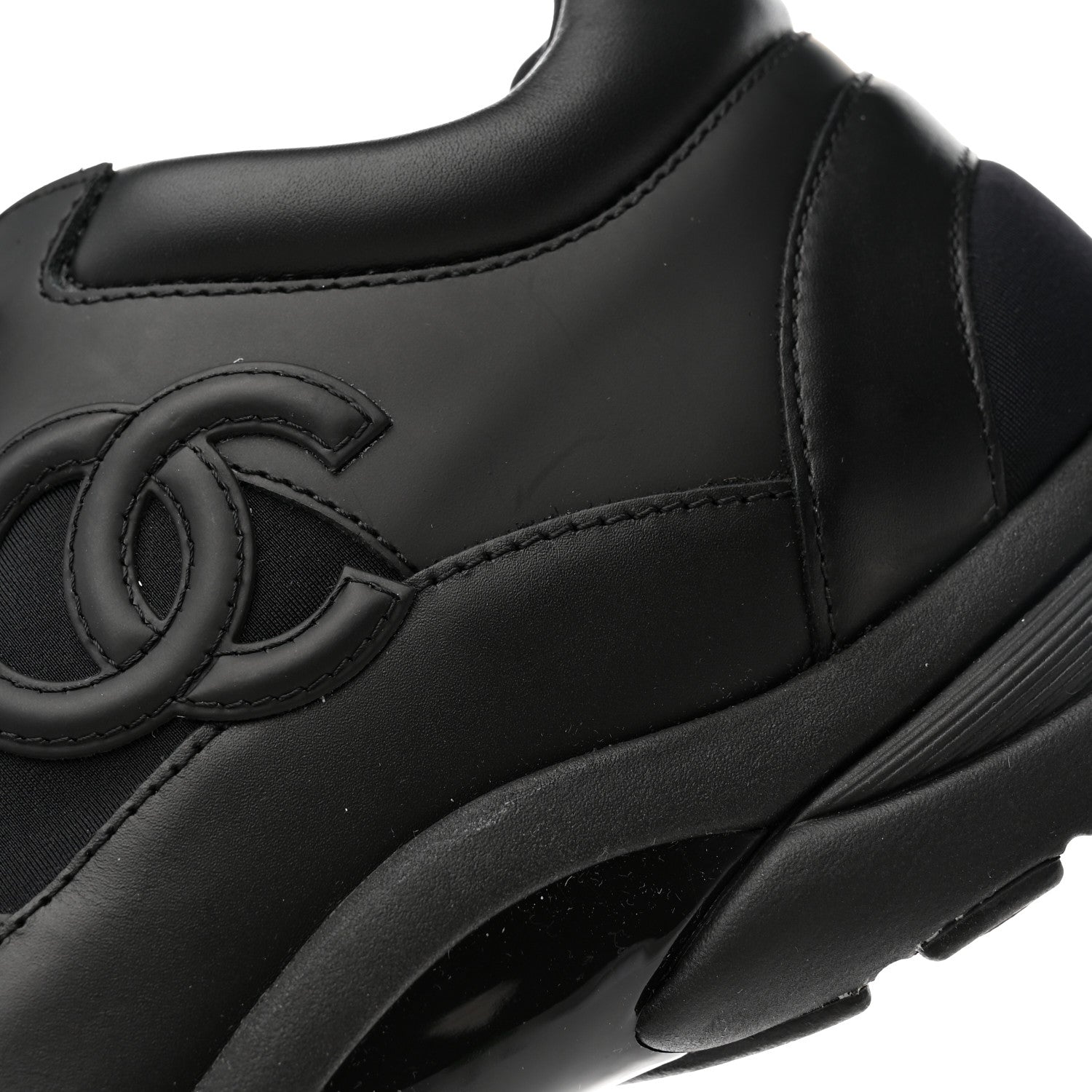 Chanel Fabric Calfskin Suede Mens CC Sneakers 42 Black 10 of 11