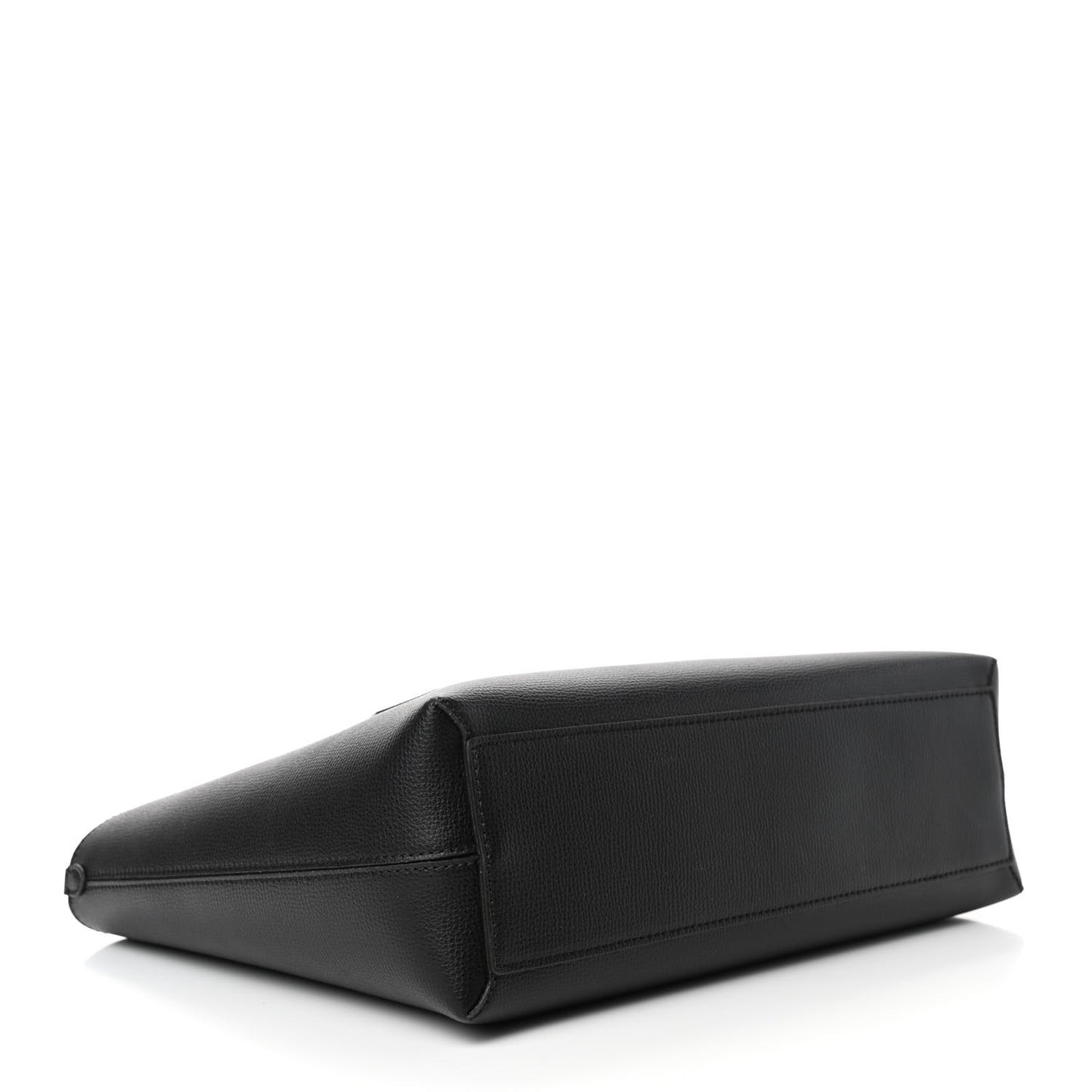Grainy Calfskin Haymarket Check Small Reversible Tote Black