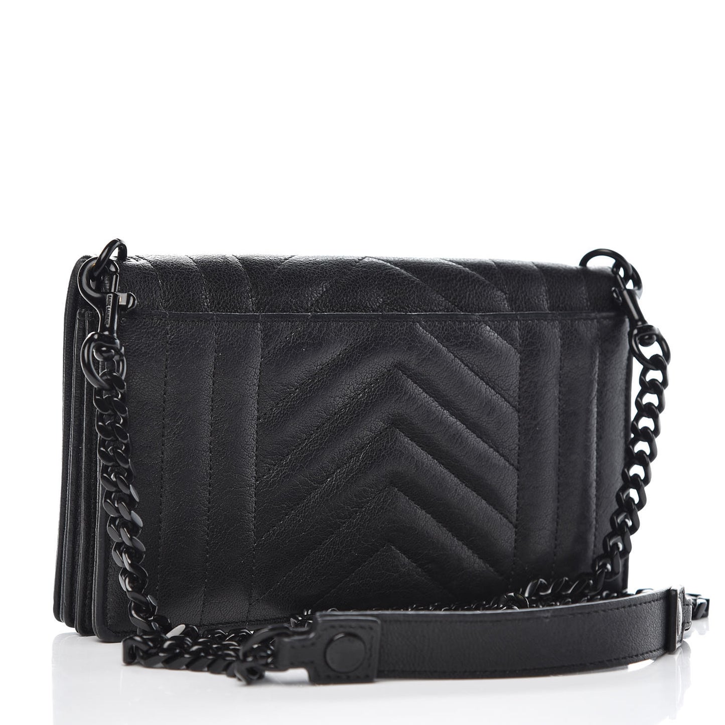 Sheepskin Matelasse Monogram Rider Poncho Wallet on Chain Black