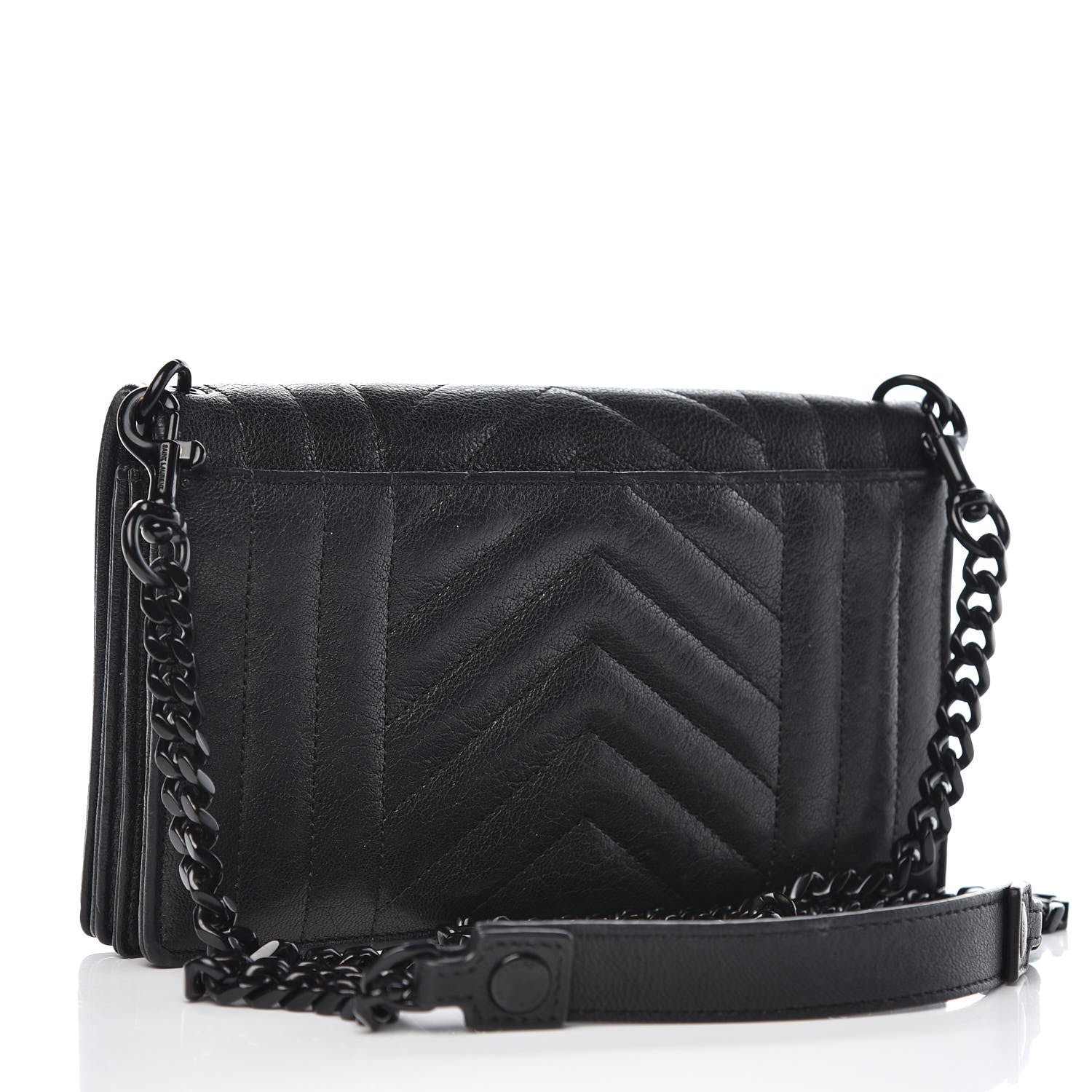 Saint Laurent Sheepskin Matelasse Monogram Rider Poncho Wallet on Chain Black 3 of 12