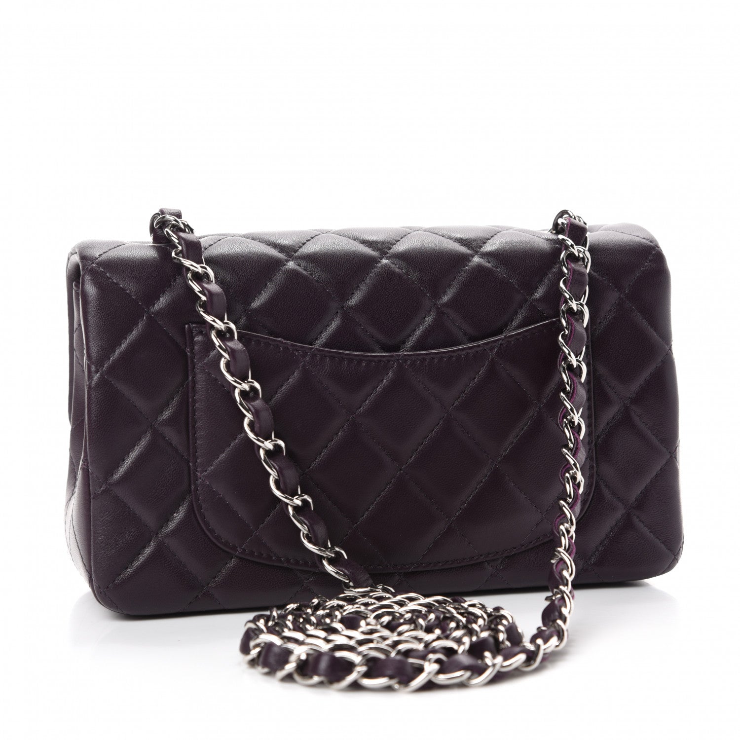 Chanel Lambskin Quilted Mini Rectangular Flap Dark Purple 3 of 11